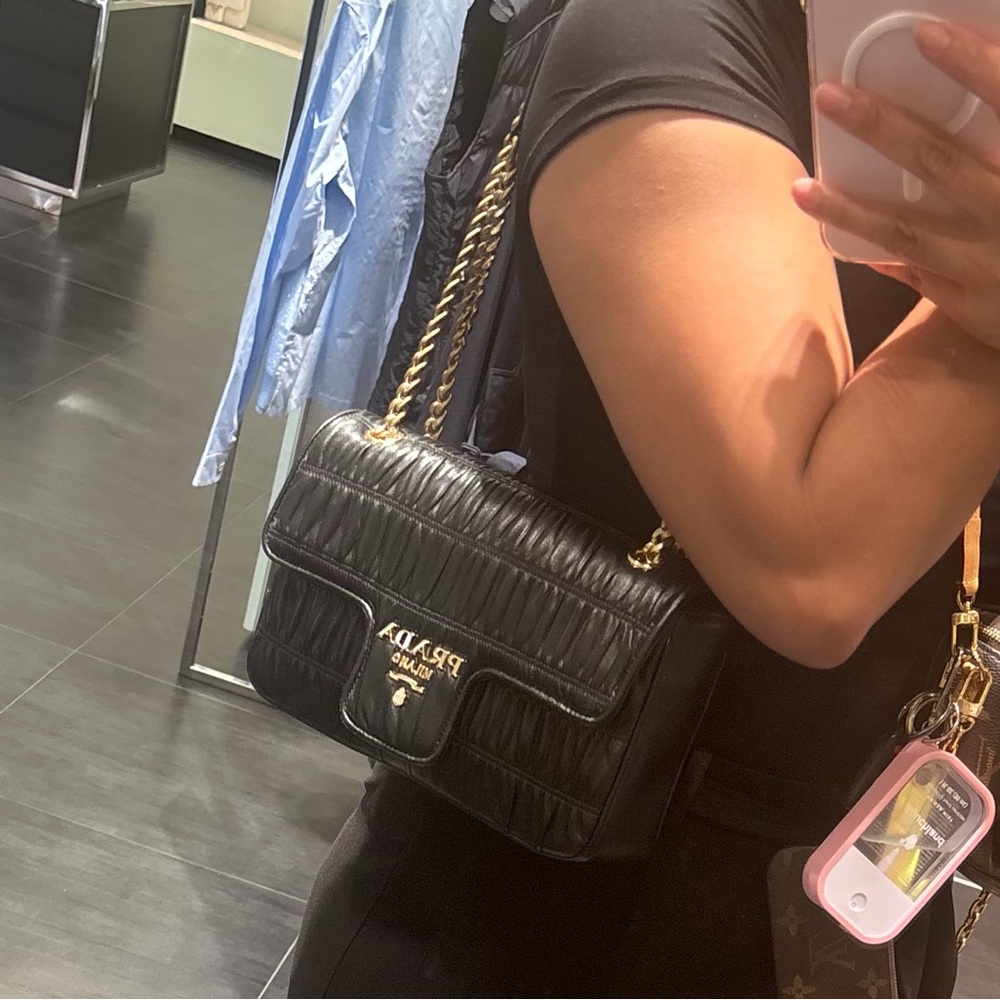 Prada Black Quilted Leather Bag with Gold Accents - Picture 2 of 2